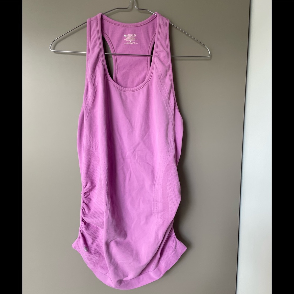 Athleta woman’s racerback workout tank, ruched at sides, Size medium